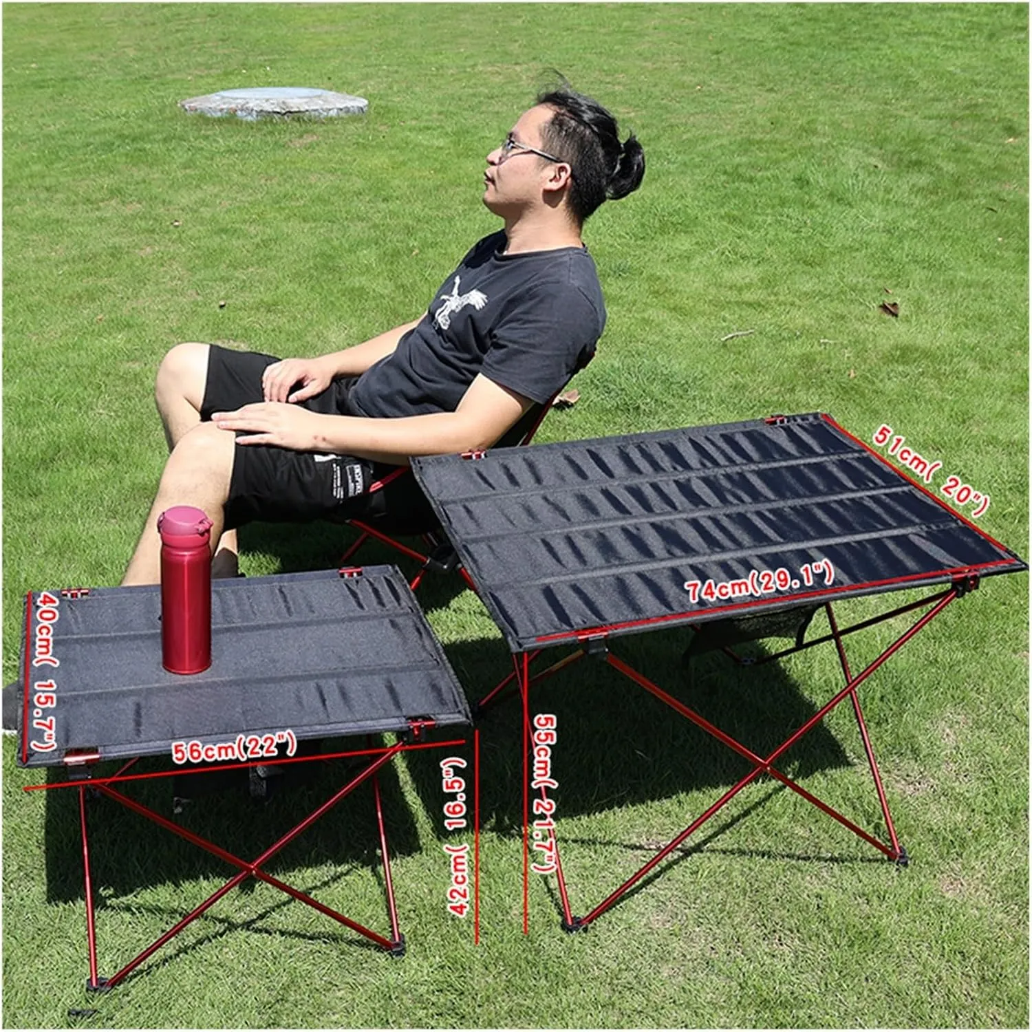 Folding Dining Table Ultralight Beach Aluminium Hiking Climbing Fishing Picnic Folding Tables Outdoor Travel Foldable Table Portable Camping Desk (Color : M-Orange)