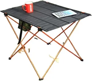 Folding Dining Table Ultralight Beach Aluminium Hiking Climbing Fishing Picnic Folding Tables Outdoor Travel Foldable Table Portable Camping Desk (Color : M-Orange)