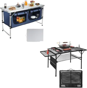 Folding Grill Table, 3x2 FT Portable Camping Table,Outdoor Folding Table, Camping Table with Storage Organizer, for Indoor, BBQ, Party, Picnic, Camping, Hiking, Beach