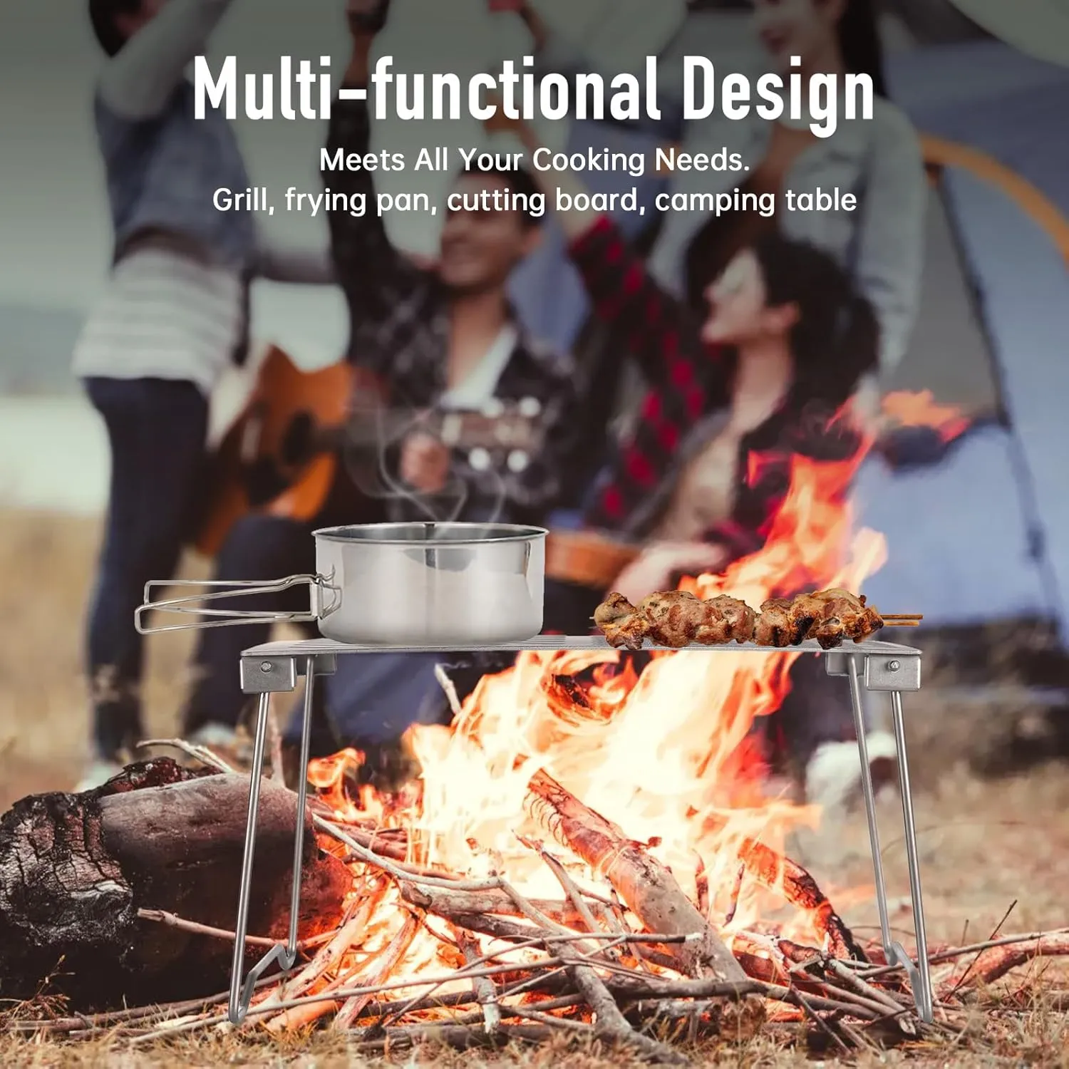 Folding Grill Table, Portable Camping Table, Lightweight Outdoor Hiking Camping Grill with Legs for Hiking Picnics Cooking Dining Kitchen (3)