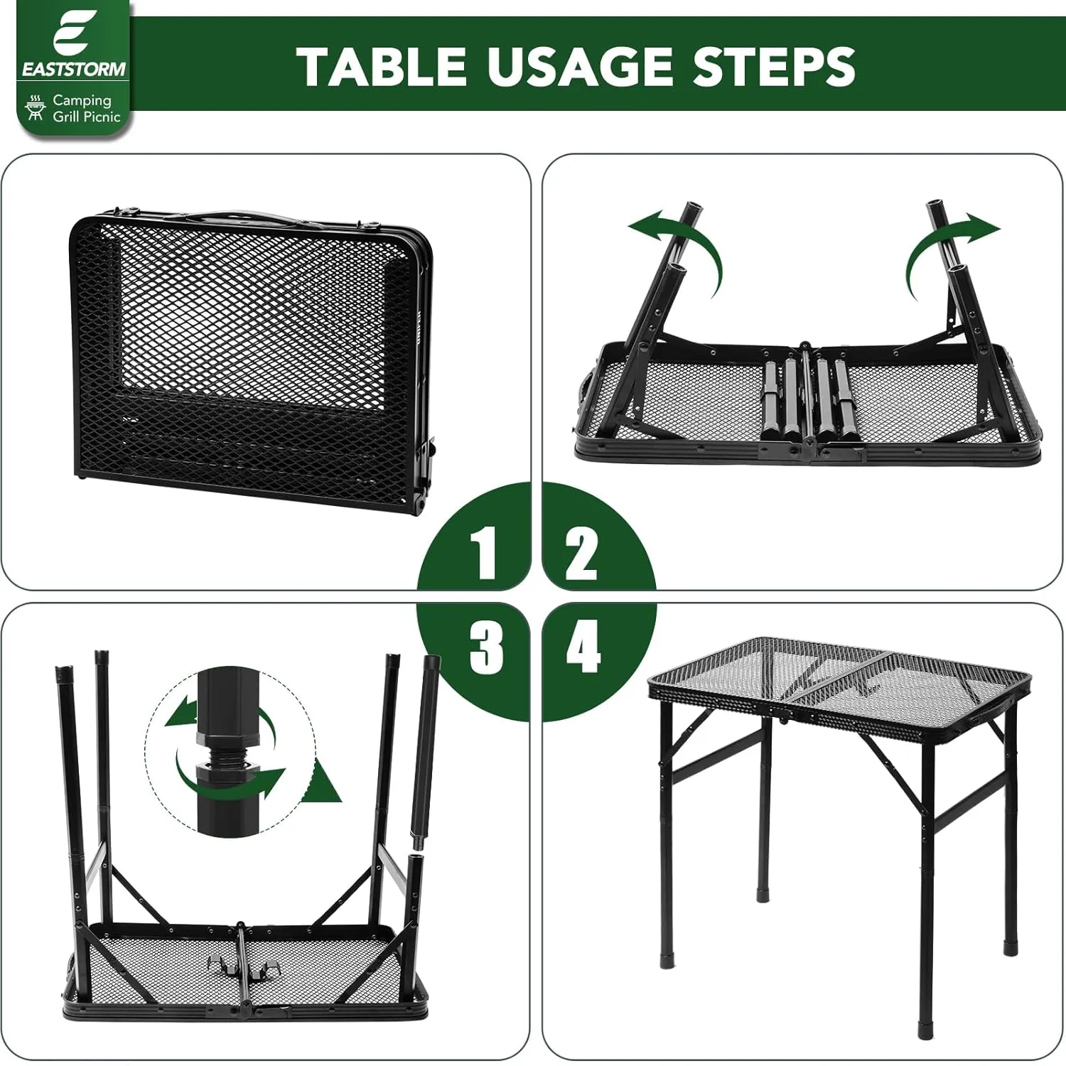 Folding Picnic Table for Grill Outdoor Camping Table with Portable Mesh Bag, Compact & Foldable for Easy Storage - Great for Picnic, Garden, Patio, Dining, BBQ, Party, Market 2Ft