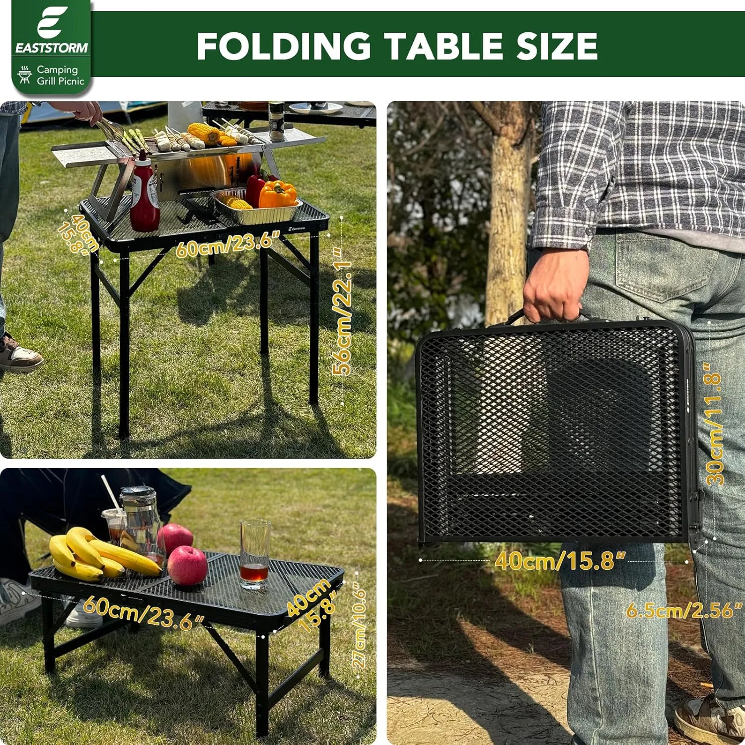Folding Picnic Table for Grill Outdoor Camping Table with Portable Mesh Bag, Compact & Foldable for Easy Storage - Great for Picnic, Garden, Patio, Dining, BBQ, Party, Market 2Ft