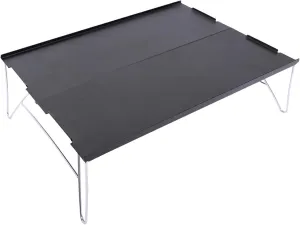 Folding Picnic Table Lightweight Aluminum Outdoor Camping Table for Hiking and Picnic Portable Mini Tea Table for Travel Gray Color