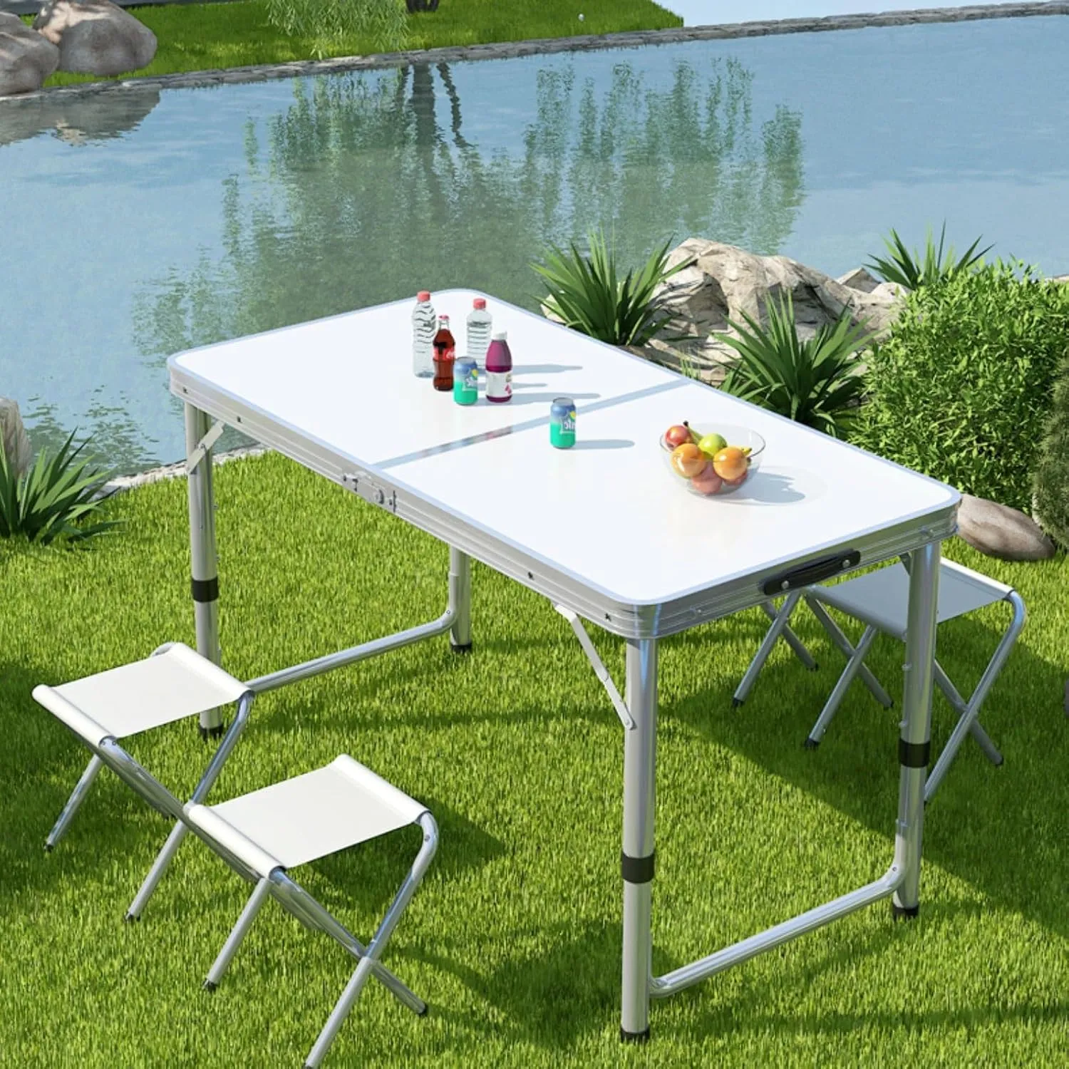 Folding Picnic Tables,Portable Kitchen Work Top Table,Heavy Duty Trestle for Party,Dinner,Buffet,Outdoor Garden,Camping Table,Lightweight Compact Table,Adjustable Height,Camping Accessories ( Size : M
