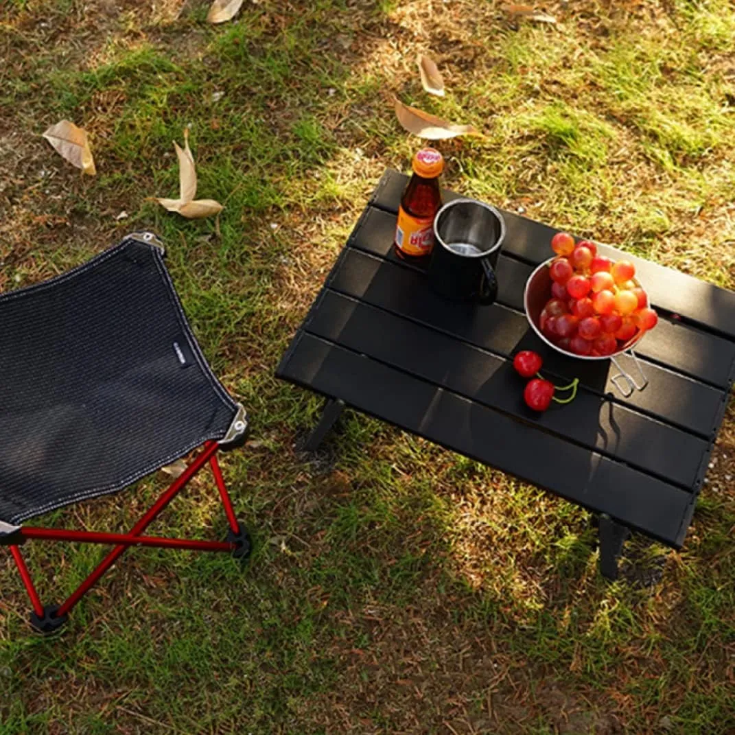Folding Portable Camping Table Aluminium Picnic Table Travel Compact Camping Accessories Black