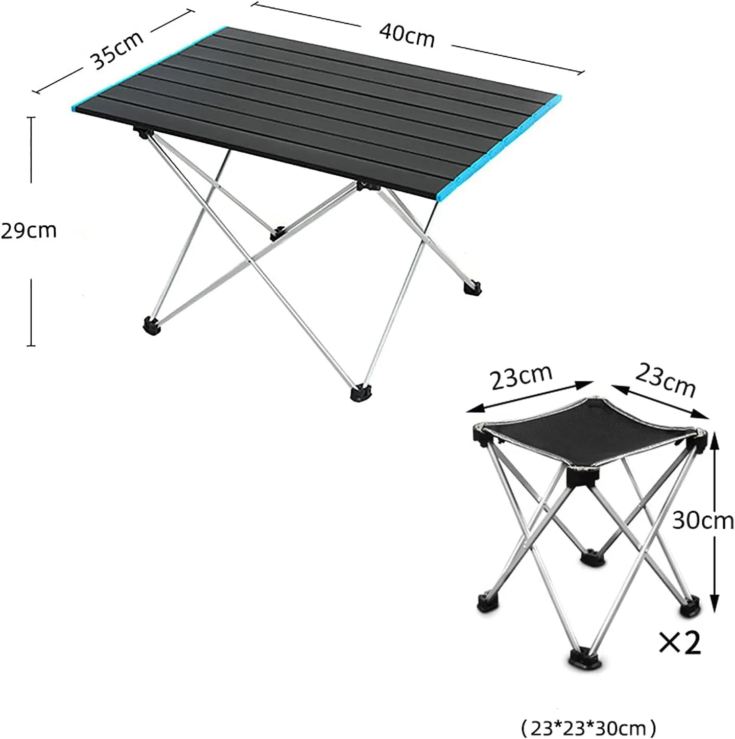 Folding Table and Chair Set, Light Portable Camping Table with Aluminum Table Top and Carrying Bag, for Outdoor, Picnic, Beach, Hiking, Fishing (Size : 40cm)