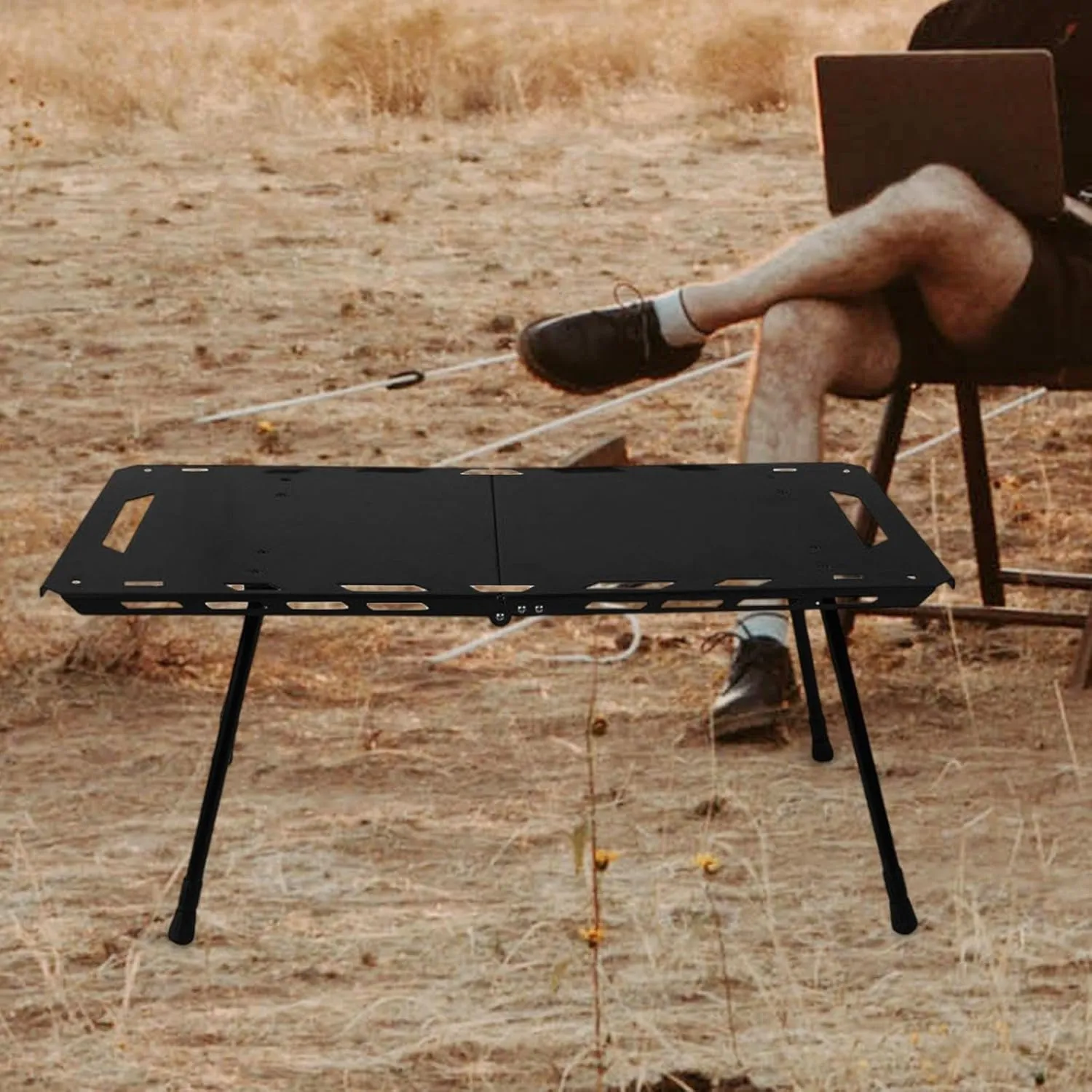 Folding Table Camping Table,Sturdy Portable Lightweight Desk Outdoor Table with Adjustable Legs for BBQ Backpacking Backyard