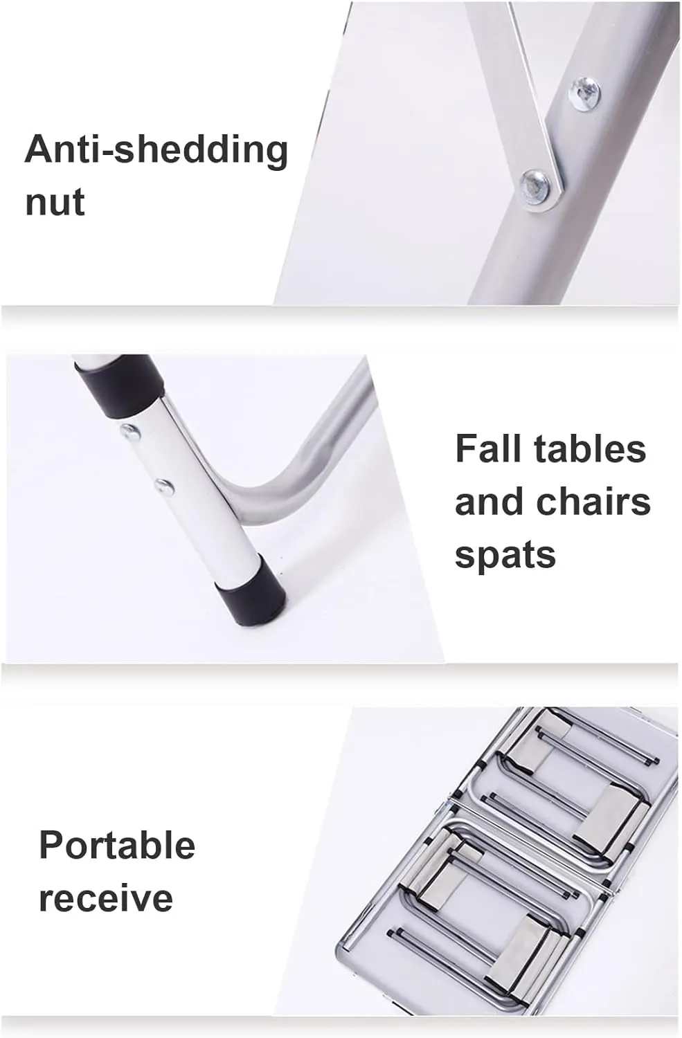 Folding Table, Outdoor Folding Table Heavy Duty Aluminum Alloy Height Adjustable Lightweight Camping Hiking Backpacking Picnic BBQ Portable Table White 1pc