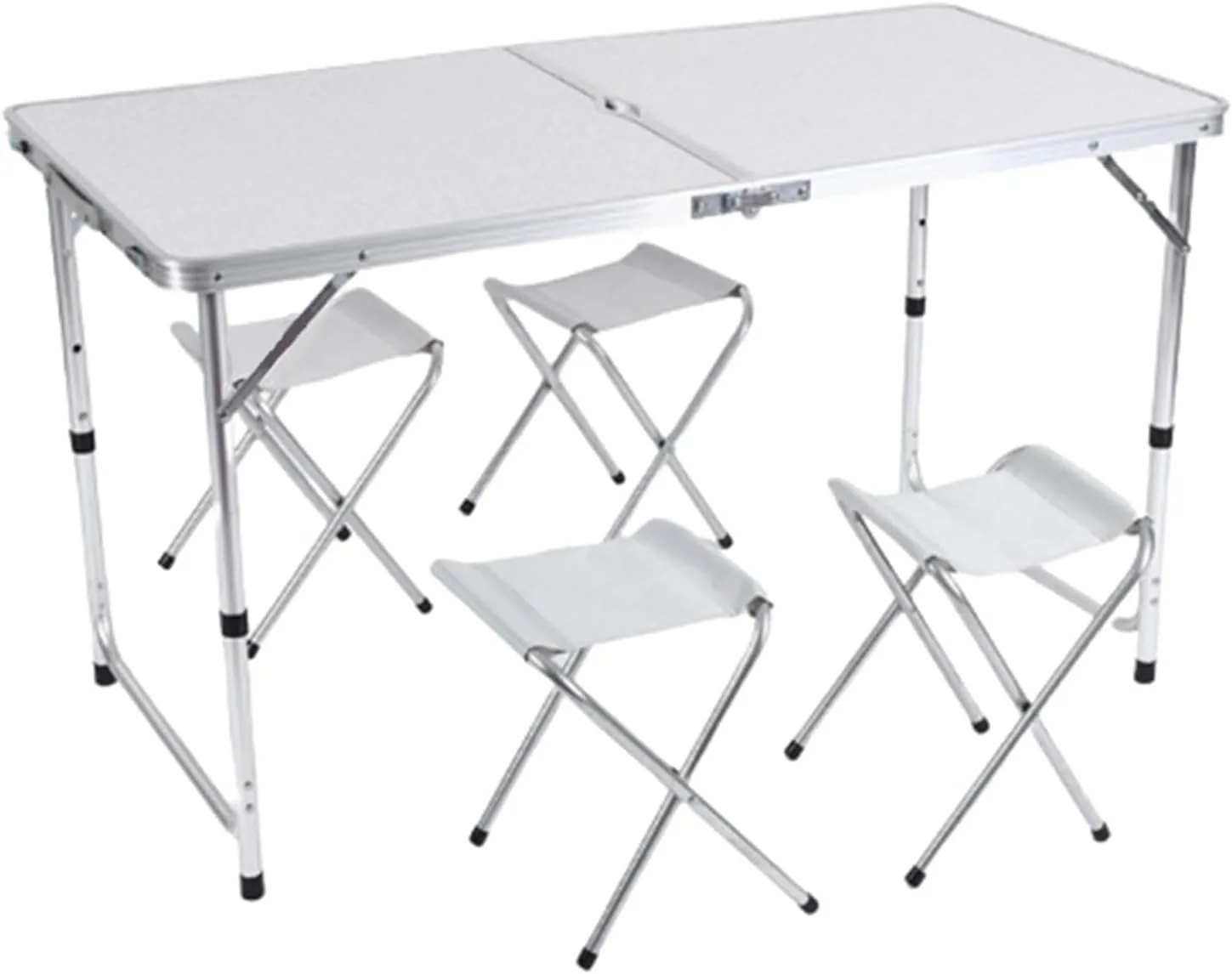 Folding Table, Outdoor Folding Table Heavy Duty Aluminum Alloy Height Adjustable Lightweight Camping Hiking Backpacking Picnic BBQ Portable Table White 1pc