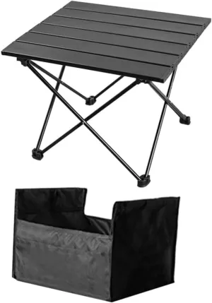 Folding Table Portable Camping Side Table Beach Table Barbecue Table Outdoor Compact Camp Table Camping Table Beach Snack Table Oxford Cloth Travel Tables and Chairs Multifunction, Black