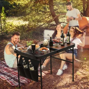 Folding Table, Portable Foldable Table Camping Table Picnic Table Office Table for Parties,Outdoor Cooking Grill Foldable Side Tables for BBQ, Utility Foldable Table Picnic Camping Height Adjustable