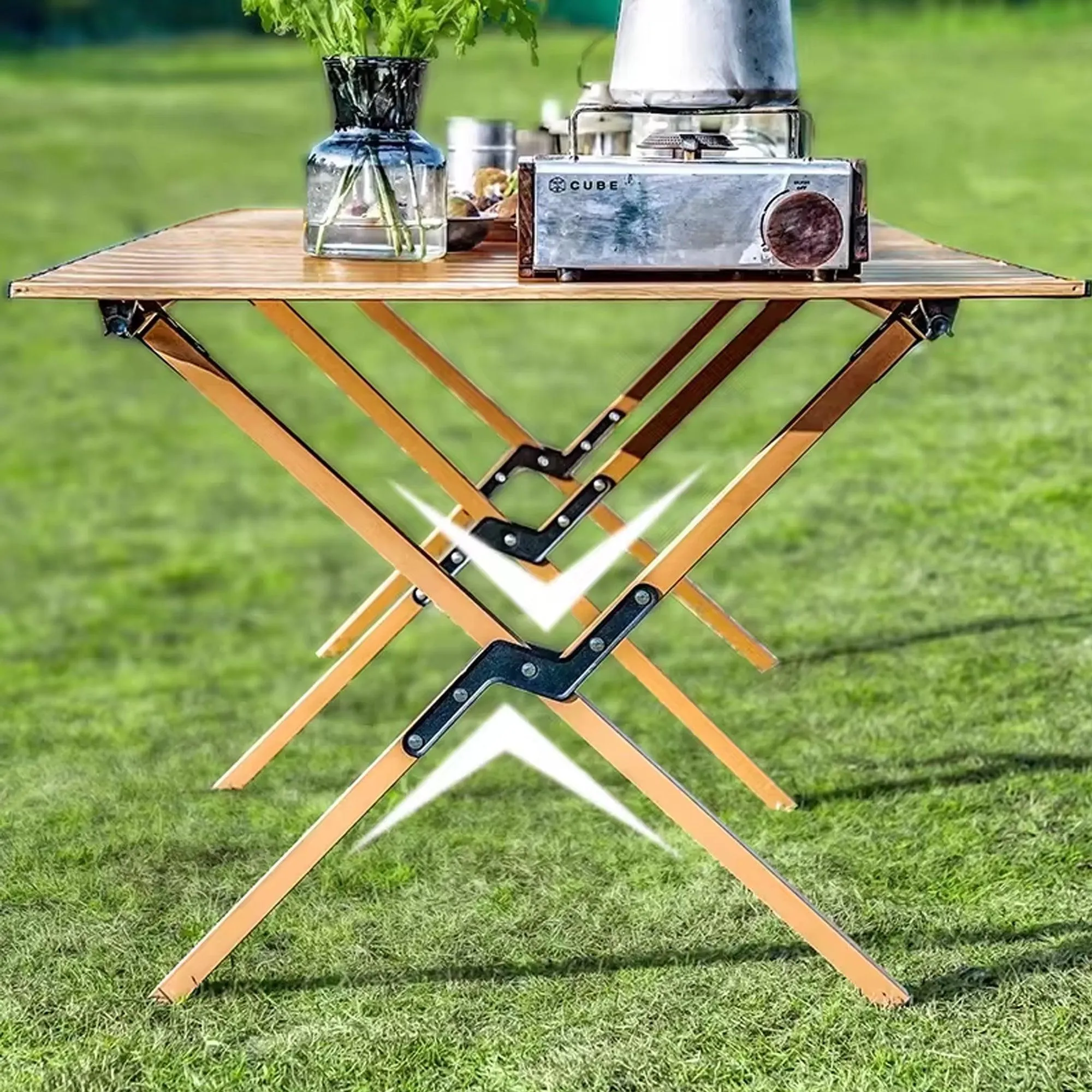 Folding Table Portable Picnic Camping Table Egg Roll Multi Function Outdoor