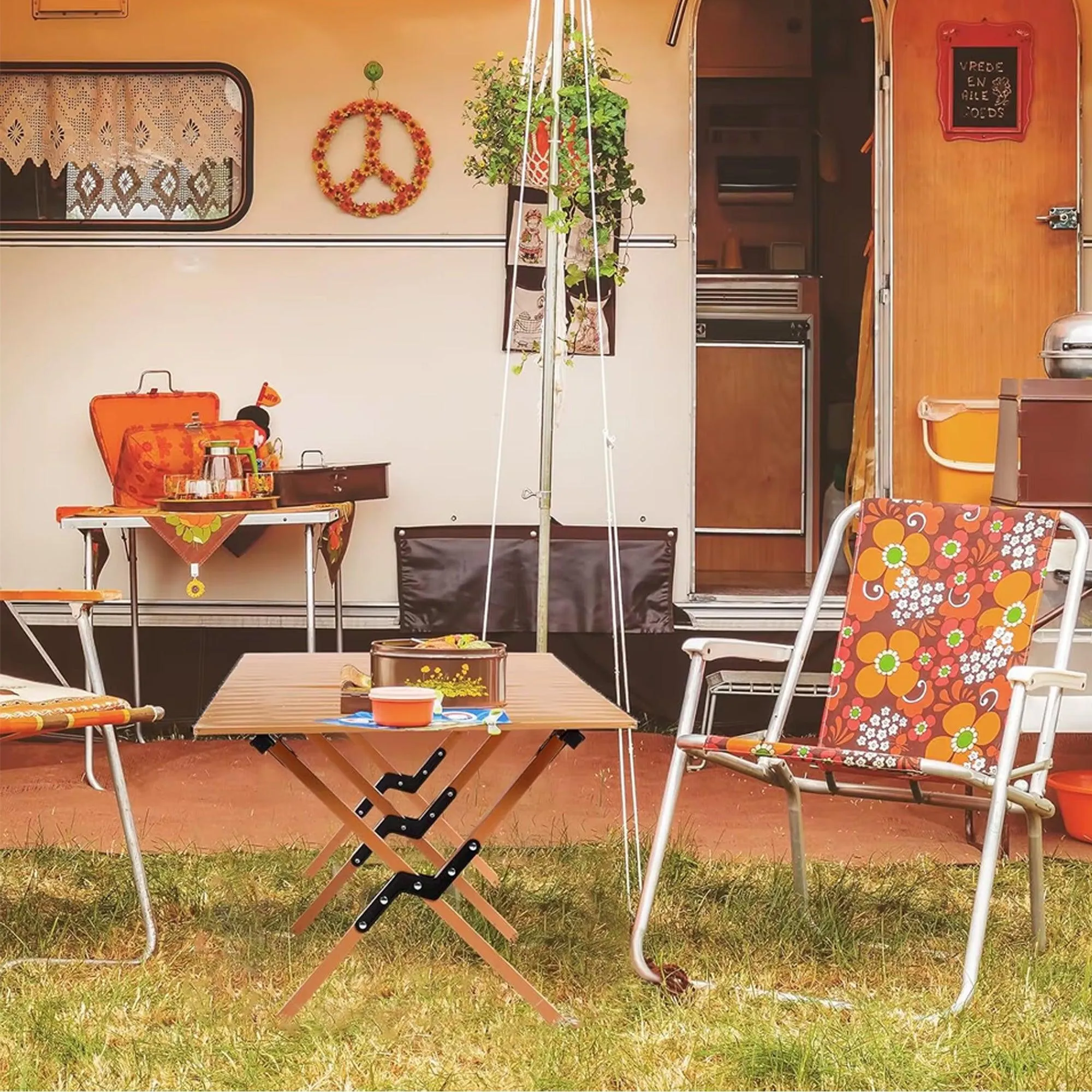 Folding Table Portable Picnic Camping Table Egg Roll Multi Function Outdoor