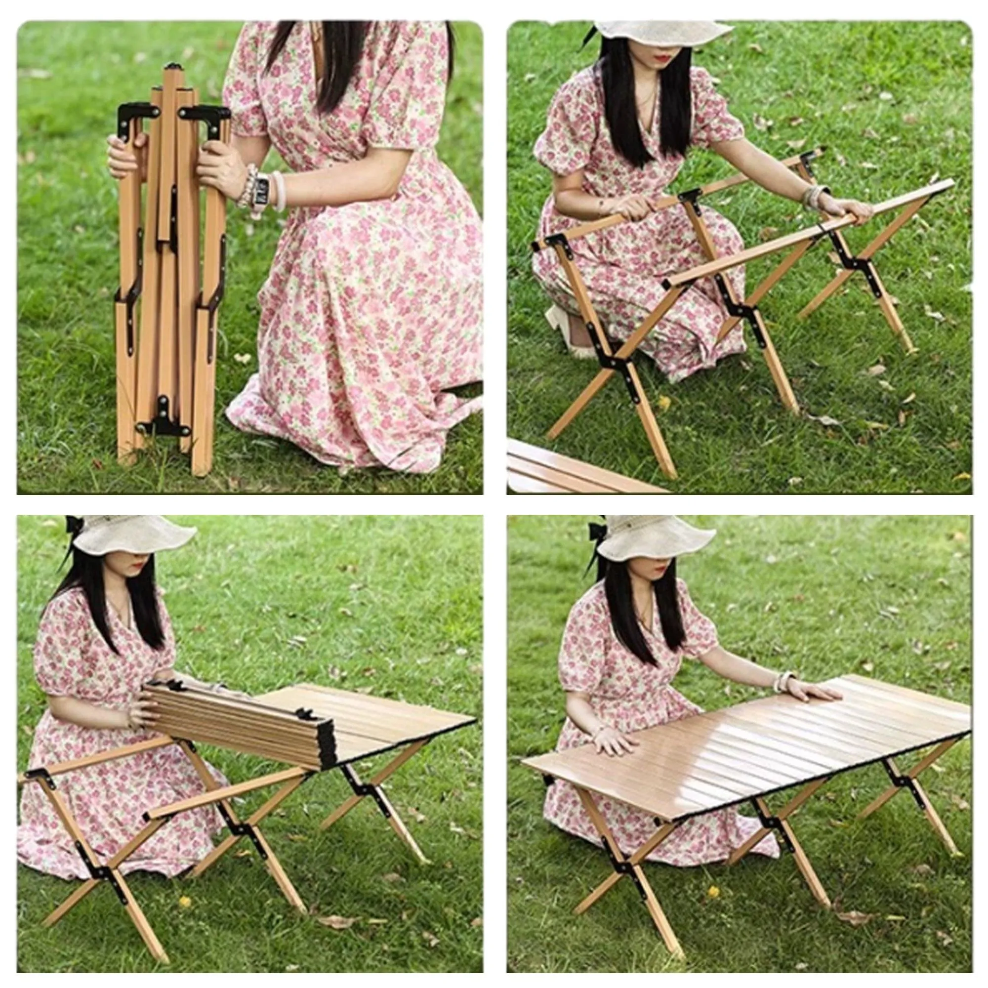 Folding Table Portable Picnic Camping Table Egg Roll Multi Function Outdoor