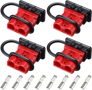 Frienda 4 Pieces 6-12 Gauge 50A Battery Quick Connector 12-36V Disconnect Wire Harness Plug Kit Battery Quick Connector Disconnect Plug for Motor Winch Trailer(50A)