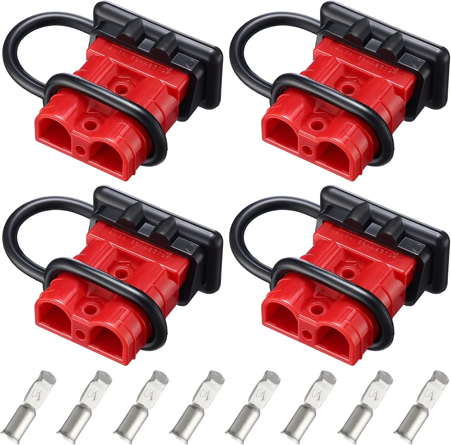 Frienda 4 Pieces 6-12 Gauge 50A Battery Quick Connector 12-36V Disconnect Wire Harness Plug Kit Battery Quick Connector Disconnect Plug for Motor Winch Trailer(50A)