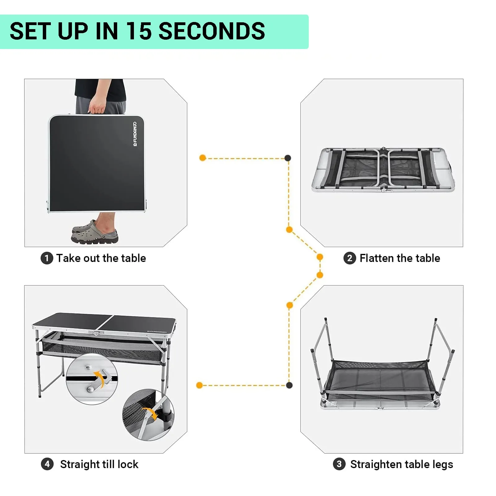 FUNDANGO Mdf 12060 Folding Table with Storage Cabinet