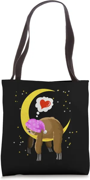 Funny Sloth Sleeping On The Moon Gift | Cool Sluggish Animal Tote Bag