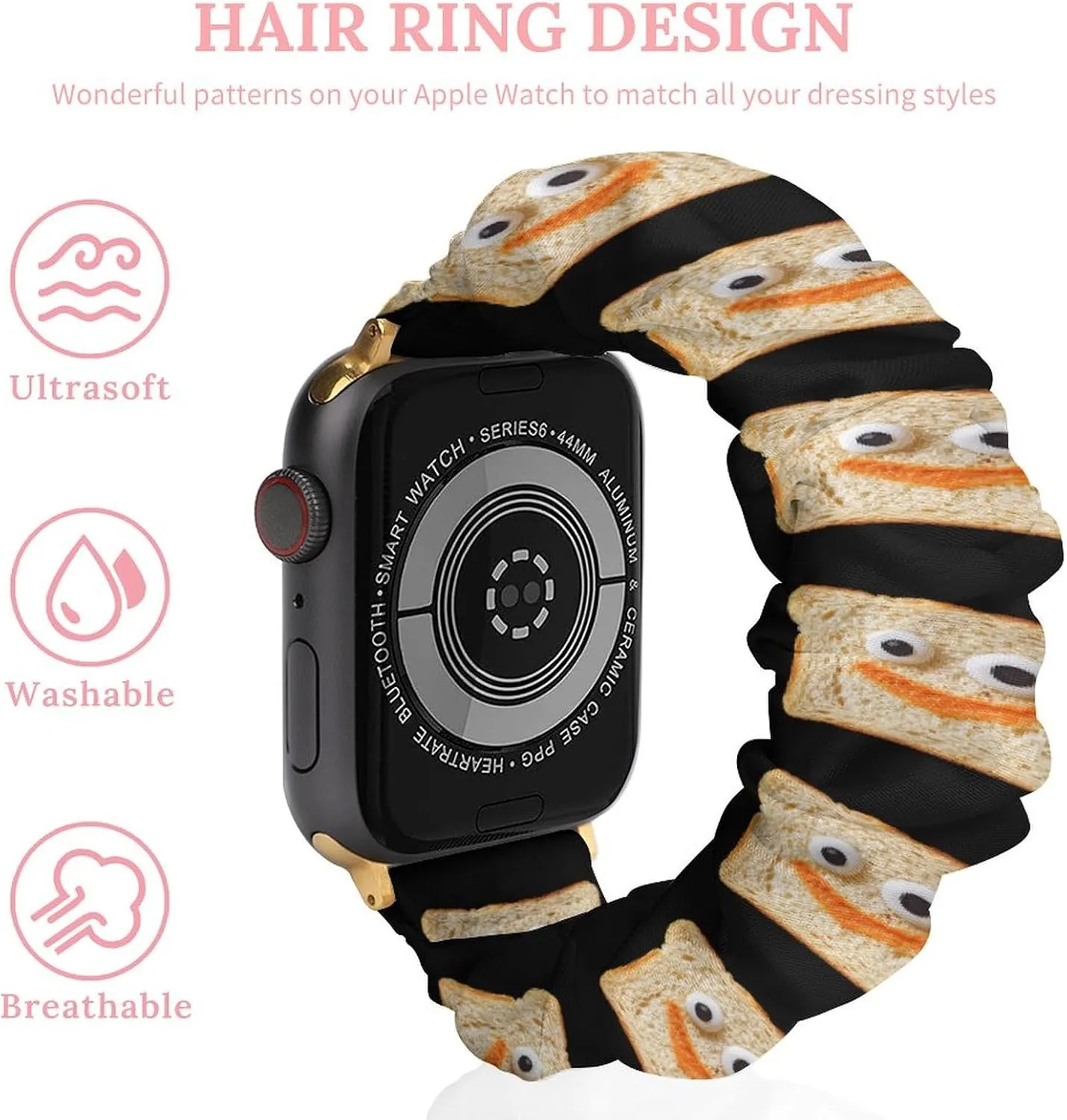 Funny Toast Slices Fashion Watch Strap Scrunchies Wristbands Compatible With IWatch Series
