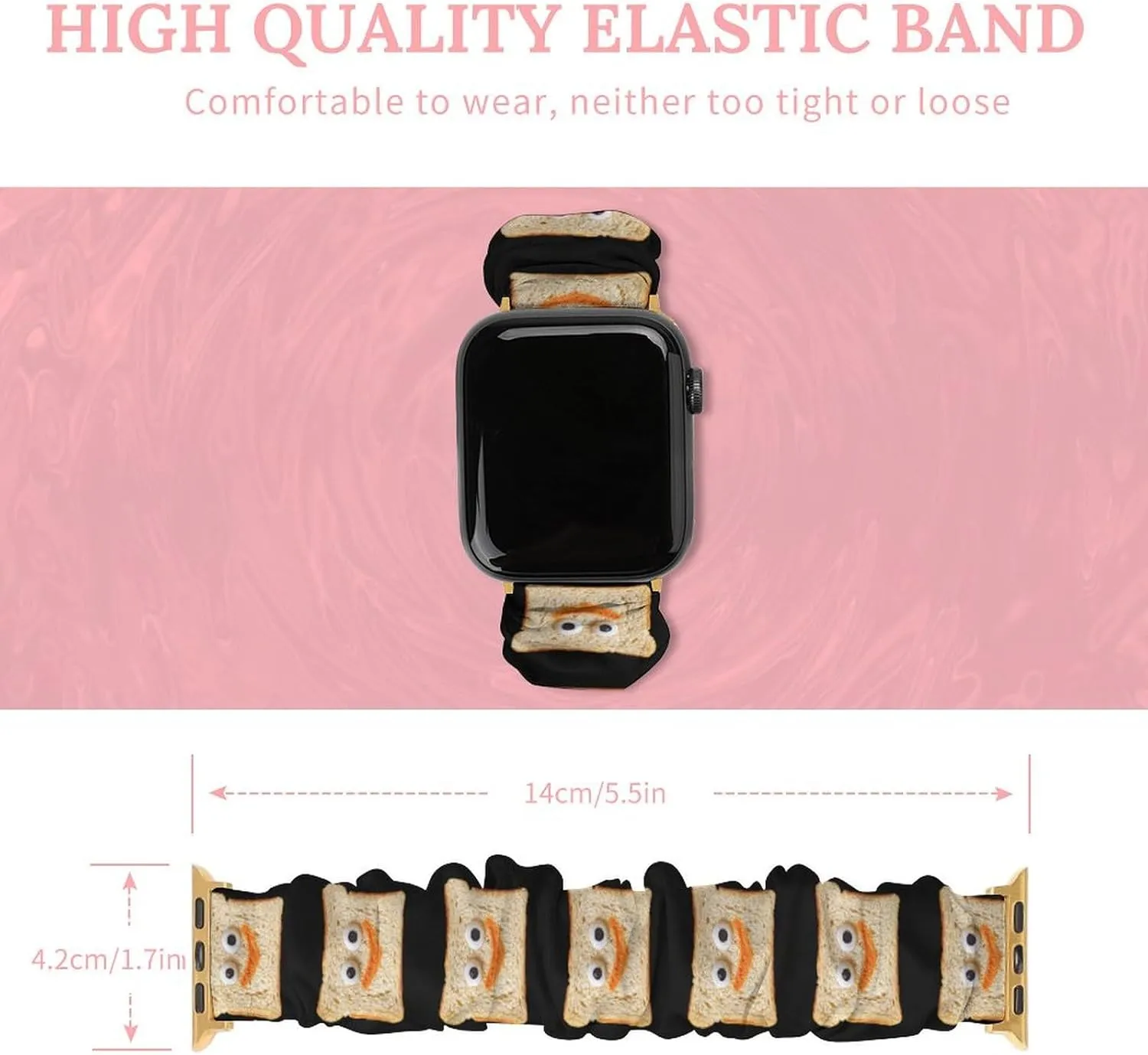 Funny Toast Slices Fashion Watch Strap Scrunchies Wristbands Compatible With IWatch Series