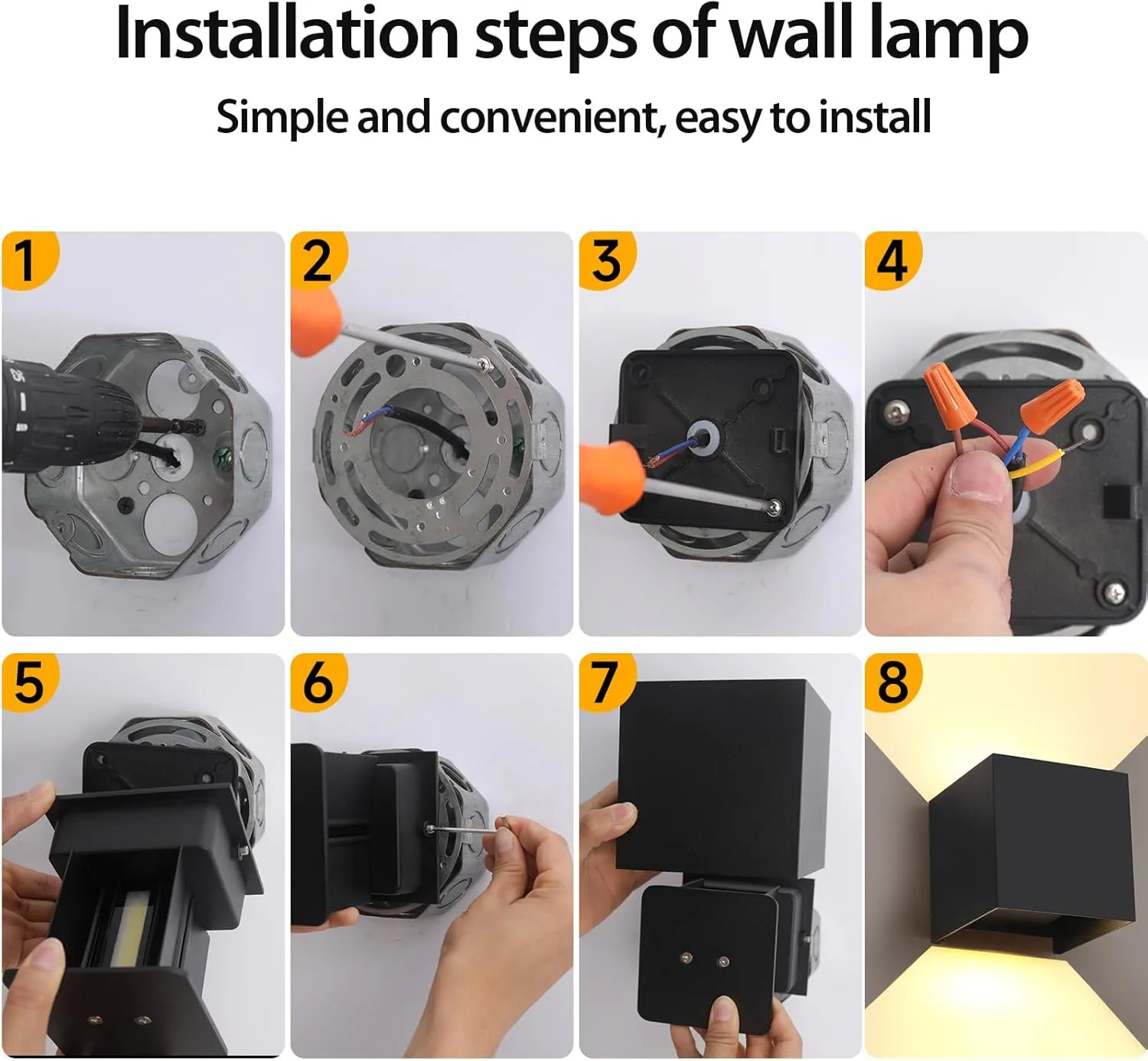 FUPE 15W 2Pack Led White Outdoor Wall Sconces Light Fixtures Modern Exterior/Interior Waterproof Porch Wall Mounted Lighting Outside Wall Lamps for Garden Shop Yard Patio Home Entryway Park Staircase