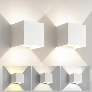FUPE 15W 2Pack Led White Outdoor Wall Sconces Light Fixtures Modern Exterior/Interior Waterproof Porch Wall Mounted Lighting Outside Wall Lamps for Garden Shop Yard Patio Home Entryway Park Staircase