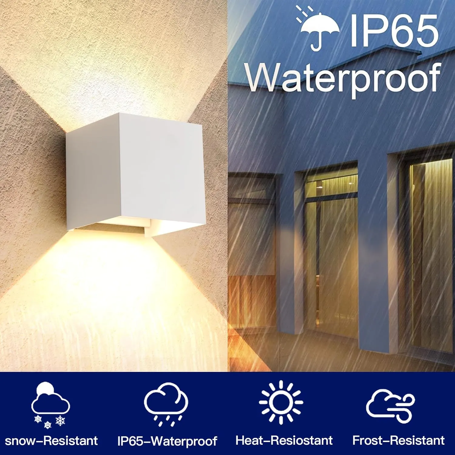 FUPE 15W 2Pack Led White Outdoor Wall Sconces Light Fixtures Modern Exterior/Interior Waterproof Porch Wall Mounted Lighting Outside Wall Lamps for Garden Shop Yard Patio Home Entryway Park Staircase
