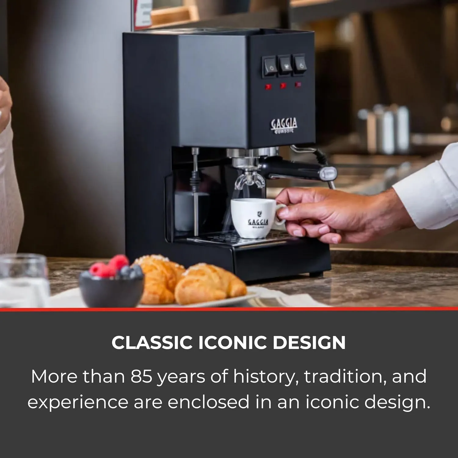 Gaggia RI9380/49 Classic Evo Pro Espresso Machine, Thunder Black, Small