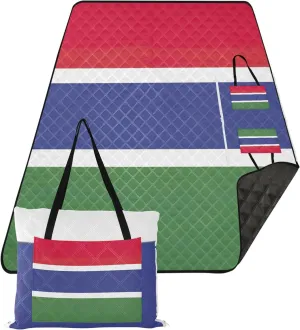 Gambia National Flag Sand Proof Beach Blanket Waterproof, Outdoor Camping Grass Mat Cute Picnic Essentials Foldable, 80" x 60"