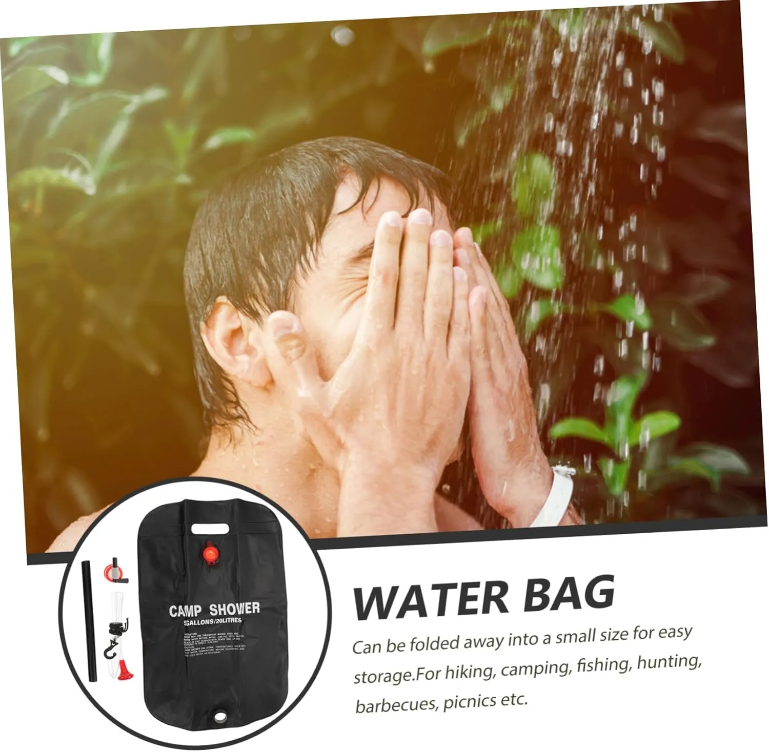 GANAZONO Water Bag Solar Powered Bath Bag Portable Solar Power Bank Camping Shower Bag Travel Backing Shower Bag