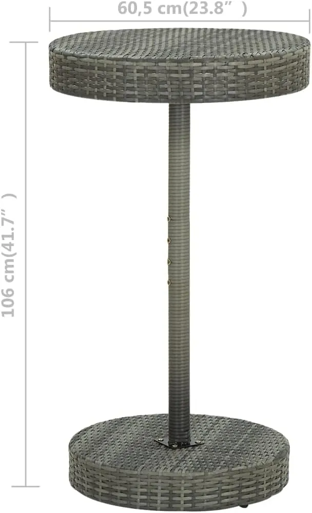 Garden Table Grey Rattan, Outdoor Furniture, Durable Foldable Side Table for Dining, Coffee, Camping - Powder-Coated Steel, Easy to Assemble