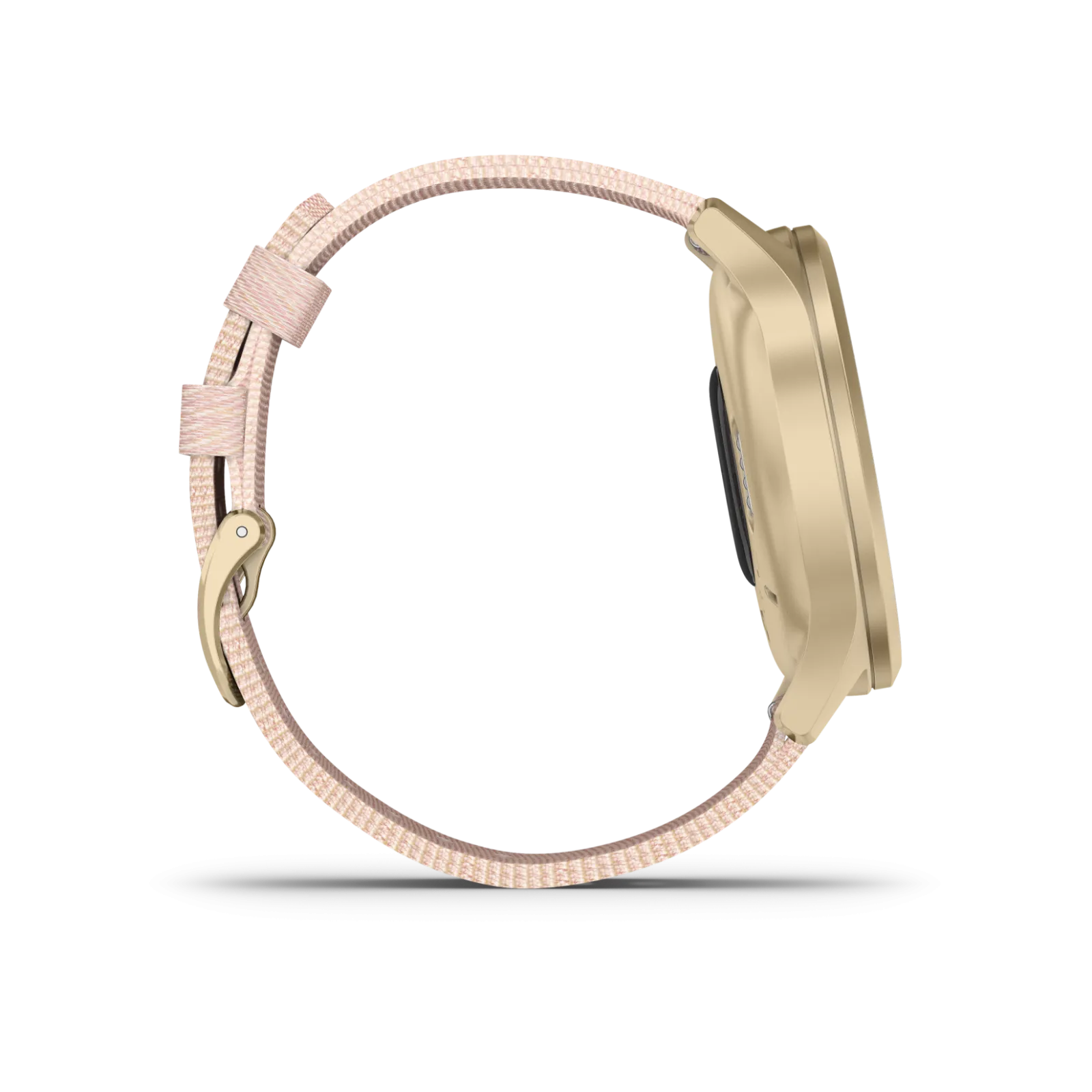 Garmin Vivomove 3 Style, Hybrid Smartwatch with Black Earbuds Bundle (Blush Pink/Gold, Nylon)