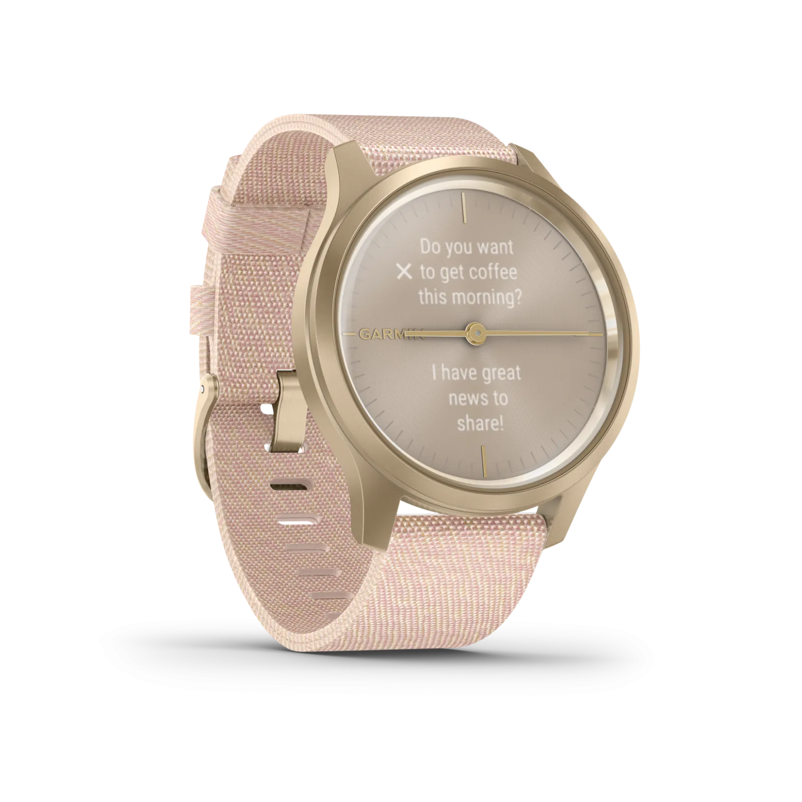 Garmin Vivomove 3 Style, Hybrid Smartwatch with Black Earbuds Bundle (Blush Pink/Gold, Nylon)
