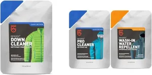 GEAR AID Revivex Down Cleaner for Jackets and Sleeping Bags, 10 fl oz wash & Care Kit with Revivex Pro Cleaner and Revivex Wash-in Water Repellent, Clear, Two 10 oz Packs