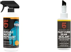 GEAR AID Revivex Durable Water Repellent (DWR) Spray for Waterproofing, Restoring Performance on Nylon Jackets, Gore-TEX, Paddle, Snow and Camping Gear, Various