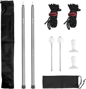GEEWAY 2 Pcs 77 Inch Tarp Poles for Camping, Heavy Duty Telescoping Tent Pole, Aluminum Adjustable Tent Poles for Outdoor Activity, Wilderness Adventure and RV Travel (Grey)