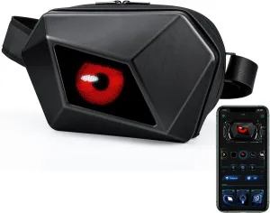 Gelrova Devil's Eye LED Fanny Bag, Full Color Screen and Programmable DIY, Outdoor Advertising Travel Sling Bag