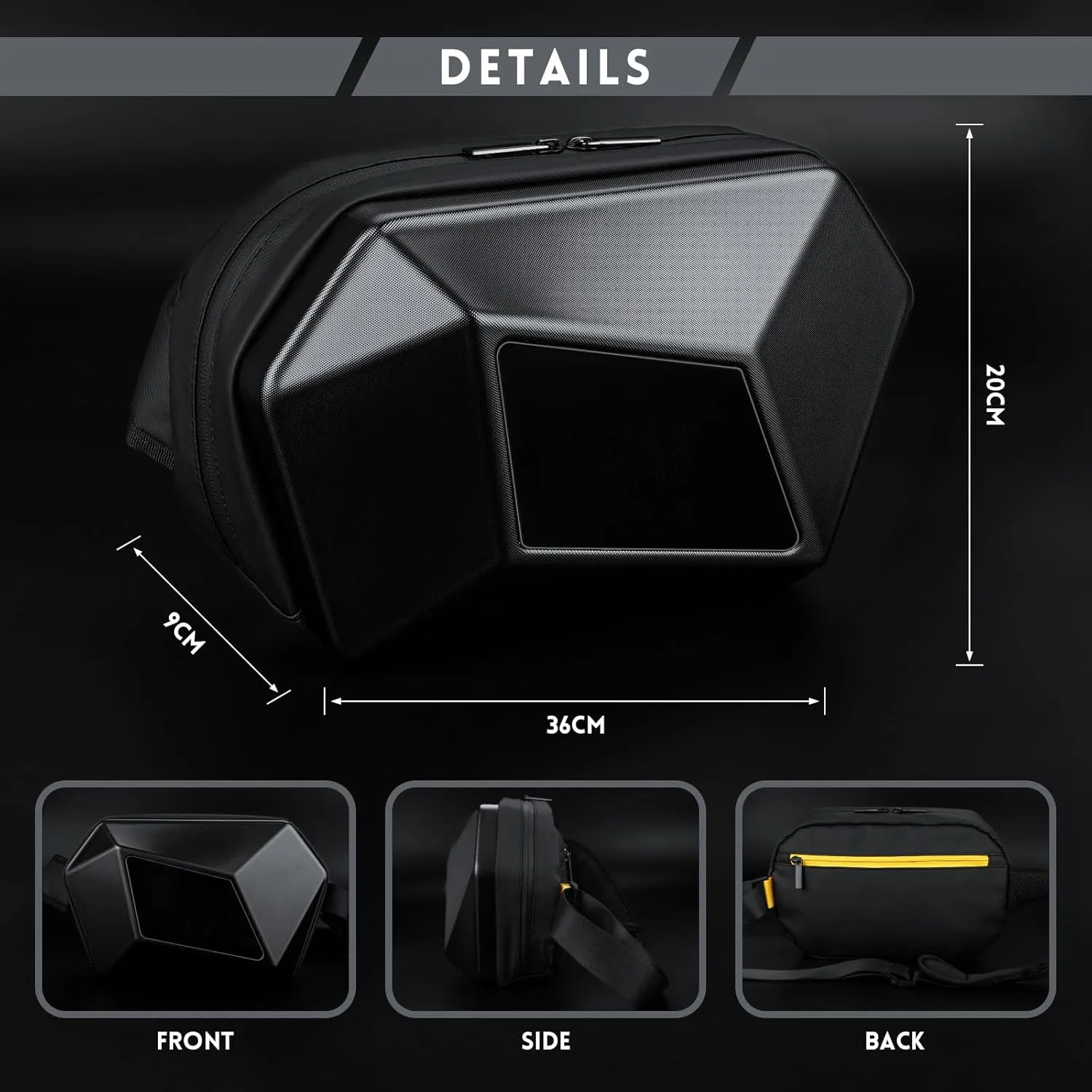 Gelrova Devil's Eye LED Fanny Bag, Full Color Screen and Programmable DIY, Outdoor Advertising Travel Sling Bag