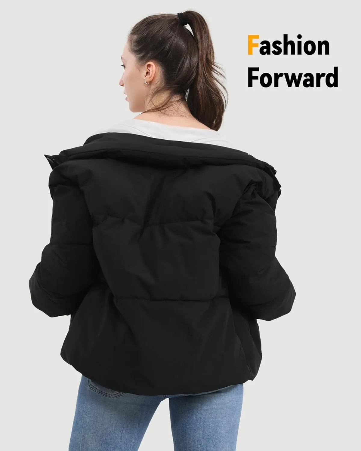 Genovega Heated Jacket Women Coat Short Midnight Black Waterproof Female Gifts