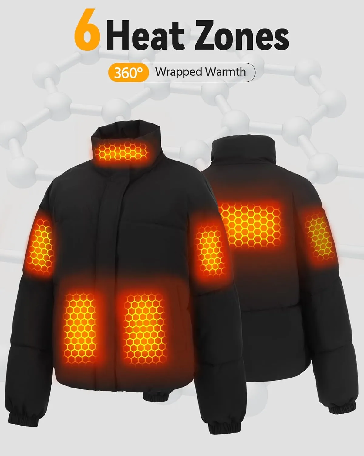 Genovega Heated Jacket Women Coat Short Midnight Black Waterproof Female Gifts