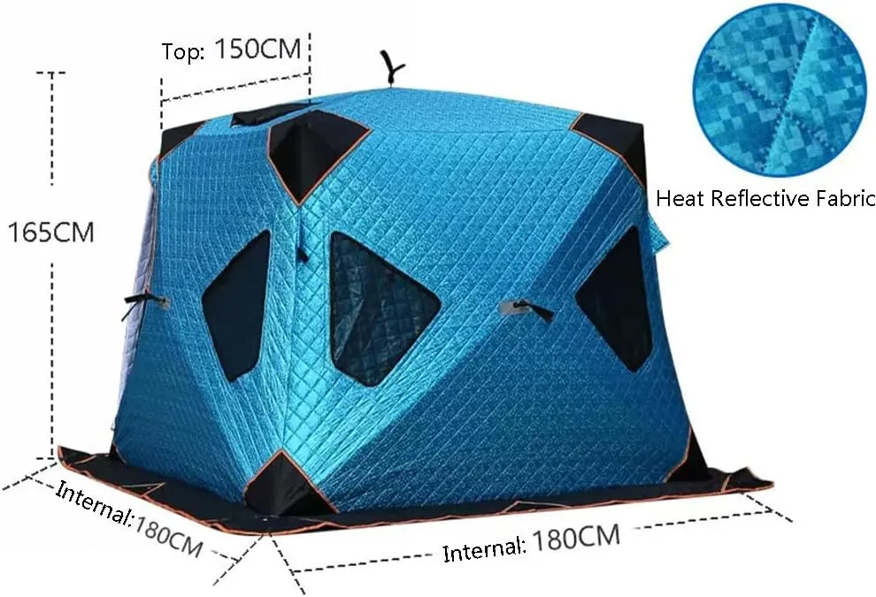 GeRRiT Camping Equipment Winter Fishing Tent Ice Fishing Shelter Thermal Reflective Fabric Three Layer Quilted Insulation Effect