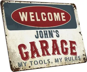 Gifts for Dad, Metal Dad Sign, Personalized Vintage Dad Sign With Name, Retro Custom Gifts for Men, 9 Different Designs, 8'' X 12'' - Decorative Tin Plaques for Garage Wall, Workshop Wall