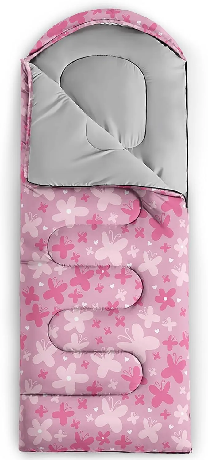 Girls Unicorn Camping Sleeping Bag,Lightweight & Waterproof,3 Season Warm & Cold Weather,Portable,Beautiful Purple Lavender Sleeping Bag for Boys Girls Adults,Traveling,Camping,Hiking