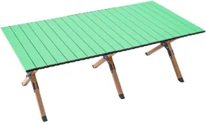 GIZNXBA Camping Table Rectangle with Carry Bag, Adjustable Height Portable Table for Outdoor, Camping, Picnic, Beach, Aluminum Picnic Roll-up Table for 4-6 Person (Color : /Green)