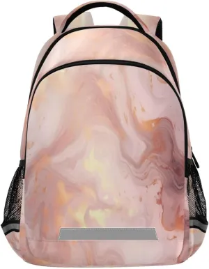 Gold Marble Marble Design Waterproof Backpack - Casual Outdoor Sports Daypack with Ergonomic Shoulder Straps#708