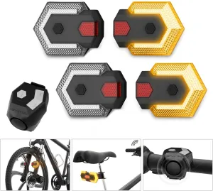 GOLDFOX Bike Tail Light, USB Rechargeable Bike Turn Signals Front and Rear, Bicycle Turn Signals with 120 DB Bike Horn, Wireless Waterproof Bike Rear Light for Road Bicycle, Electric Bike, Scooter