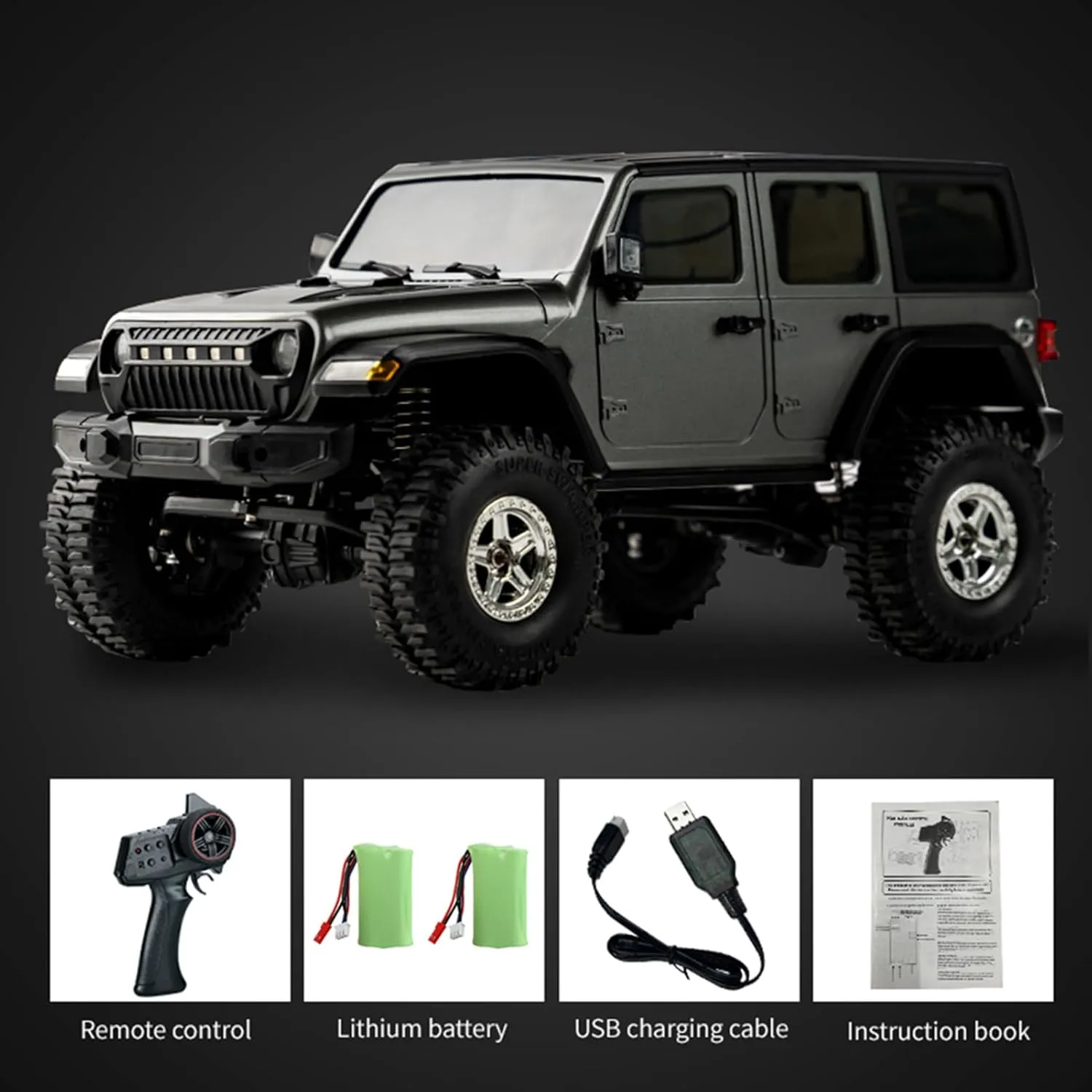 GoolRC RC Crawler 4WD RC Truck, D870 RC Rock Crawler, 1:18 Scale Remote Control Truck, All Terrains Off Road Climbing Car, 2.4GHz Electric Vehicle with LED Light for Adults, Include 2 Batteries (Grey)