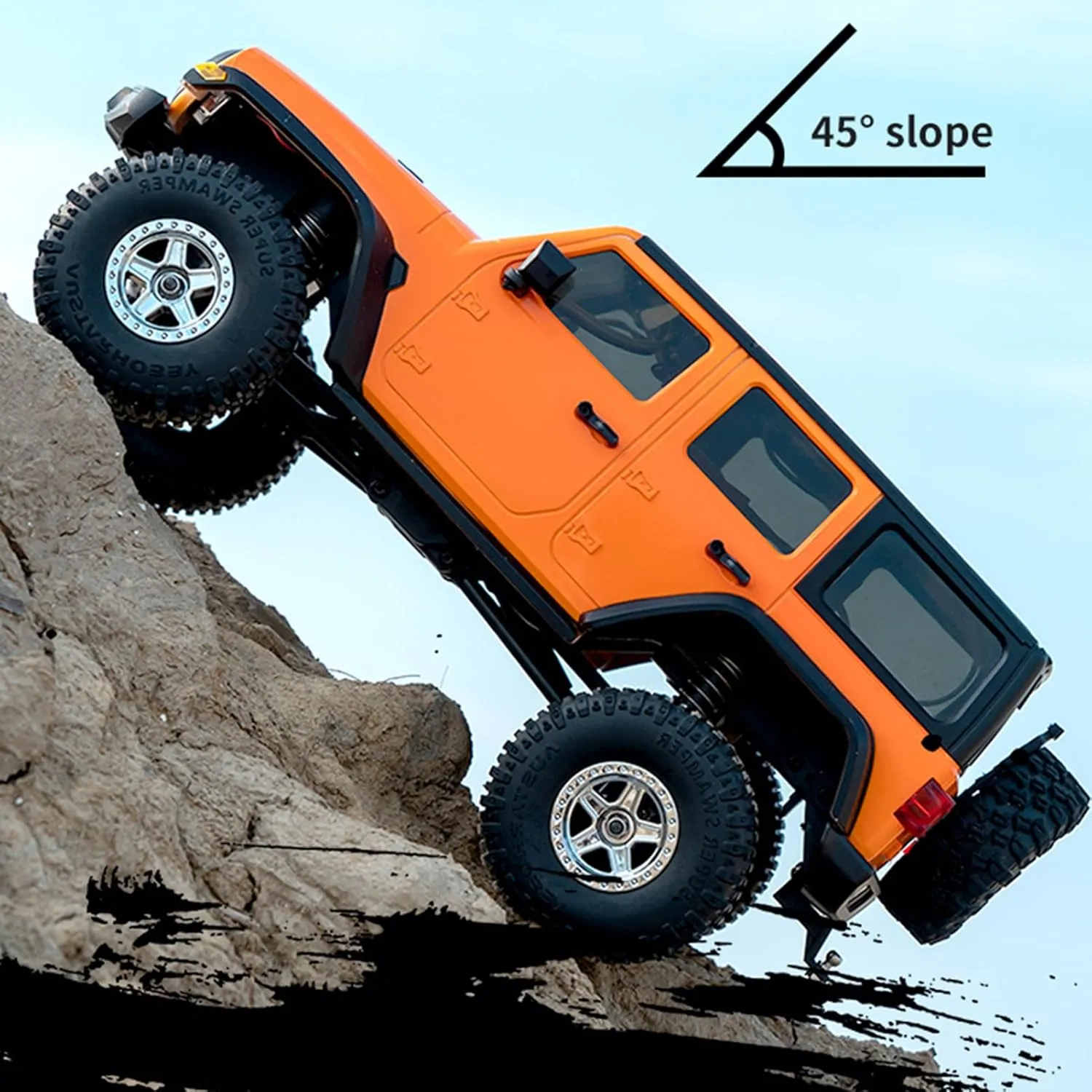 GoolRC RC Crawler 4WD RC Truck, D870 RC Rock Crawler, 1:18 Scale Remote Control Truck, All Terrains Off Road Climbing Car, 2.4GHz Electric Vehicle with LED Light for Adults, Include 3 Batteries (Grey)