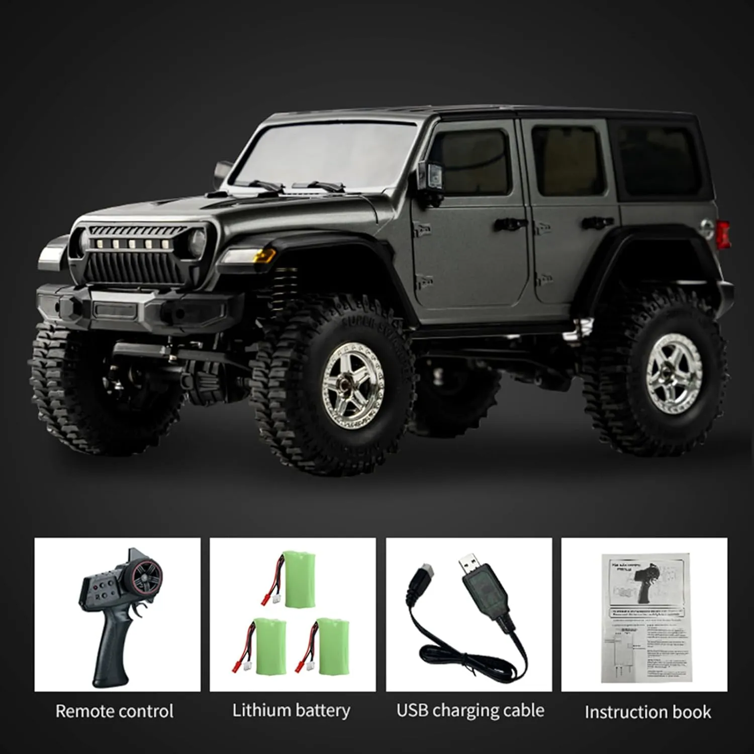 GoolRC RC Crawler 4WD RC Truck, D870 RC Rock Crawler, 1:18 Scale Remote Control Truck, All Terrains Off Road Climbing Car, 2.4GHz Electric Vehicle with LED Light for Adults, Include 3 Batteries (Grey)