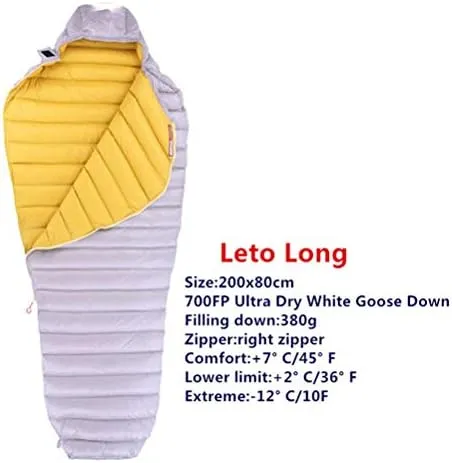 Goose Down Sleeping Bag Outdoor Camp Ultra Dry White Mummy Type Sleeping Gear Water Repellent Down Sleeping Bag